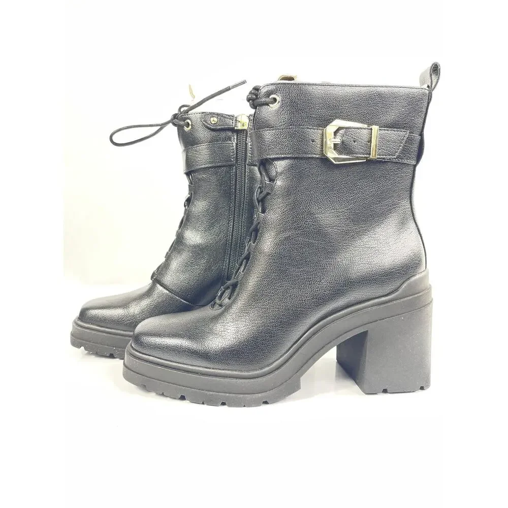 INC International Concepts Boots Womens Size 6.5 Black ANISTYNP Ankle Block Heel